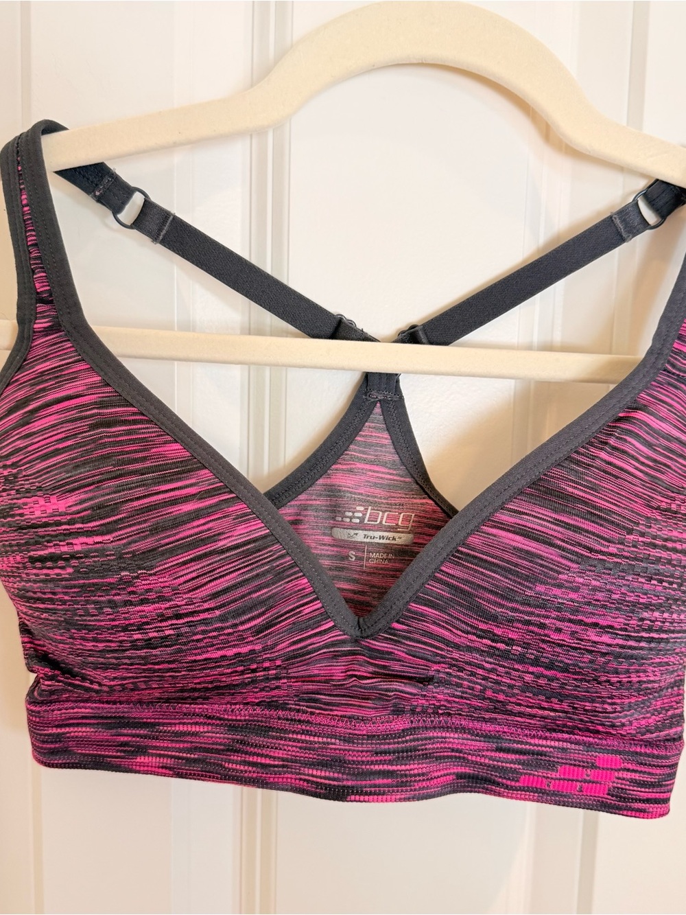 CO Pink and Gray Space-Dye Seamless Sports Bra